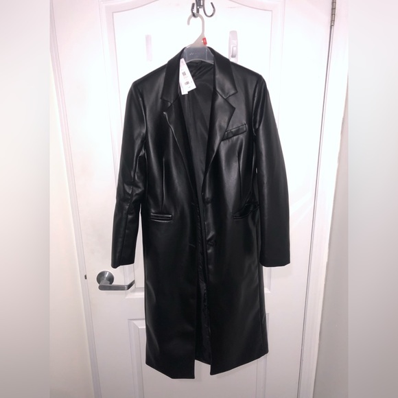 NWWT - Dynamite Faux Leather Trench Coat Jacket - Picture 2 of 4